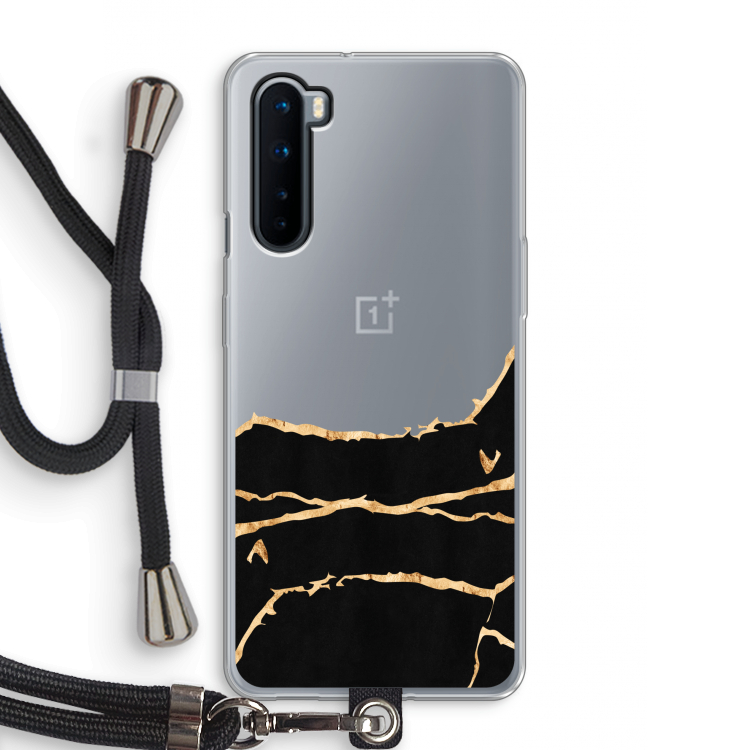 Gouden marmer: OnePlus Nord Transparant Hoesje met koord