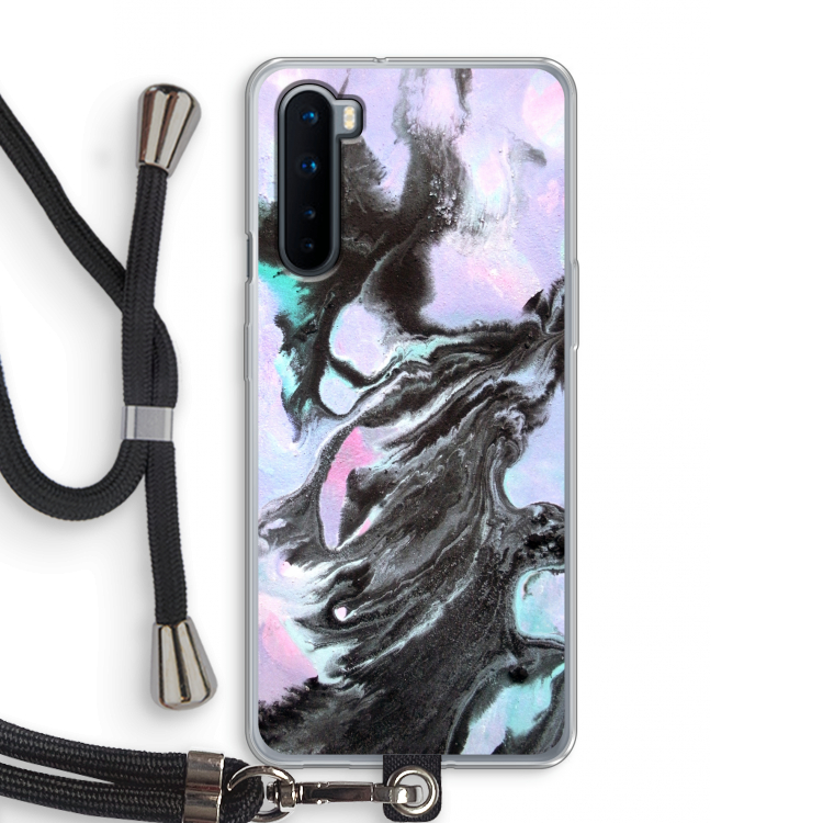 Pastel zwart: OnePlus Nord Transparant Hoesje met koord