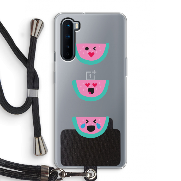 Smiley watermeloen: OnePlus Nord Transparant Hoesje met koord
