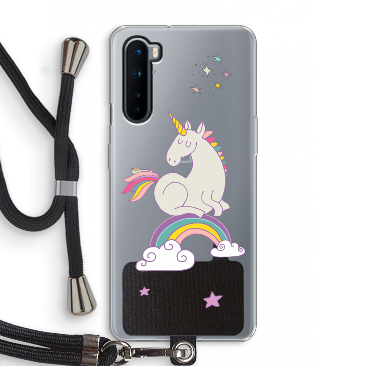Regenboog eenhoorn: OnePlus Nord Transparant Hoesje met koord
