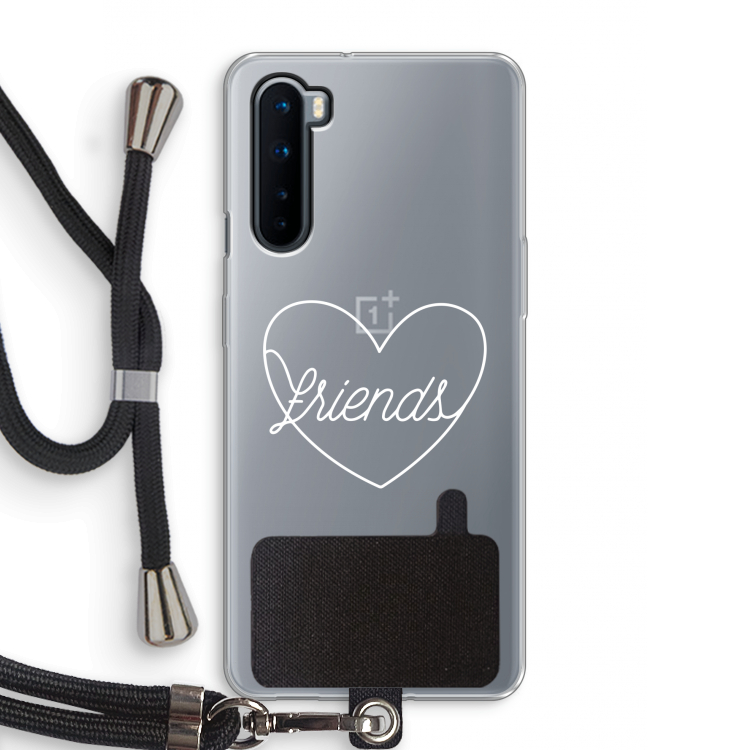 Friends heart pastel: OnePlus Nord Transparant Hoesje met koord