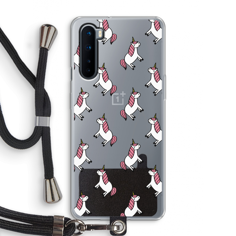 Eenhoorns overal: OnePlus Nord Transparant Hoesje met koord