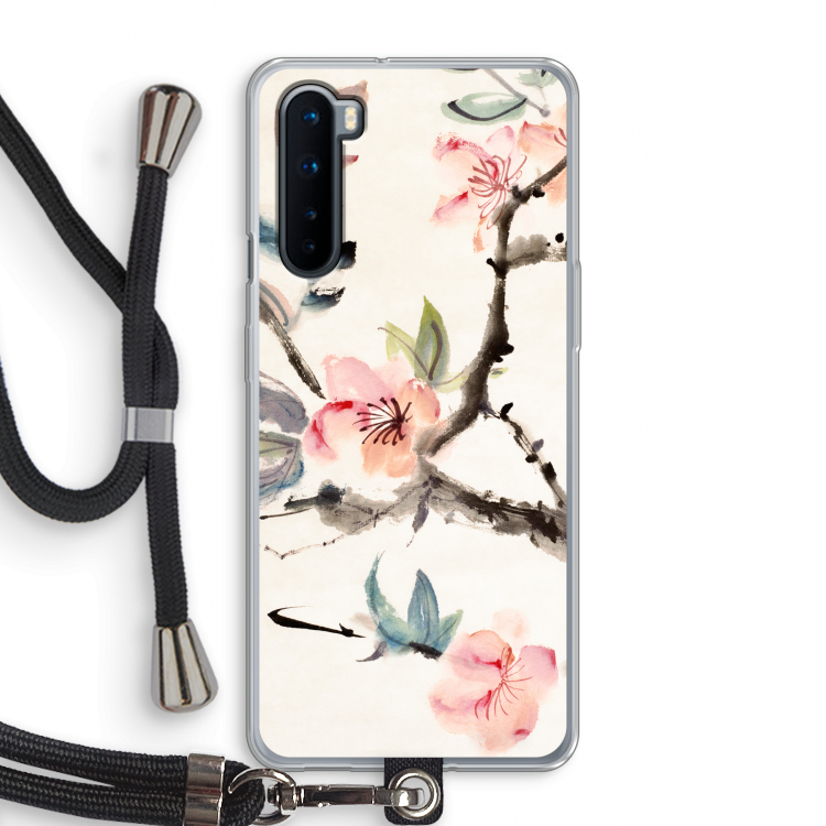 Japanse bloemen: OnePlus Nord Transparant Hoesje met koord