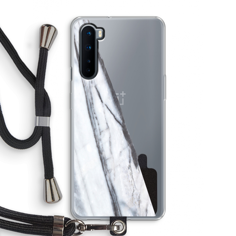 Gestreepte marmer: OnePlus Nord Transparant Hoesje met koord