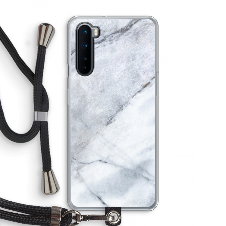 Witte marmer: OnePlus Nord Transparant Hoesje met koord