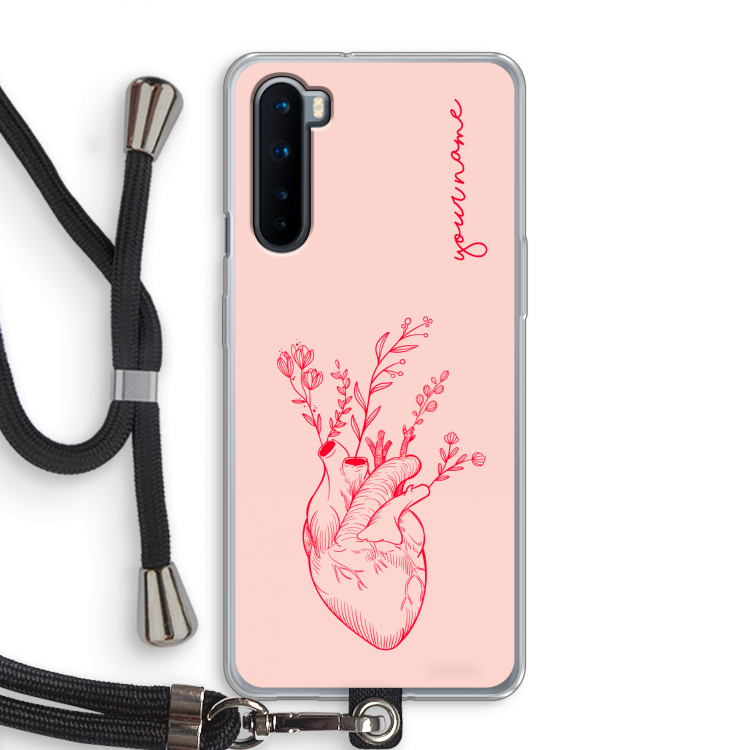 Blooming Heart: OnePlus Nord Transparant Hoesje met koord