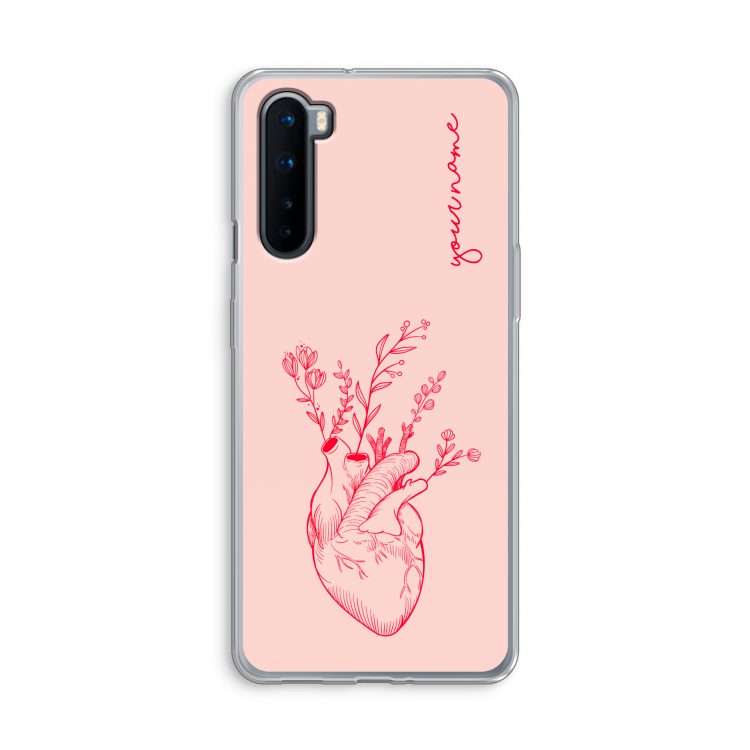 Blooming Heart: OnePlus Nord Transparant Hoesje