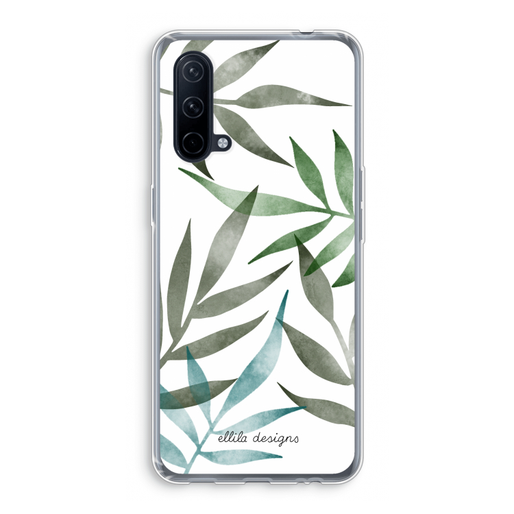 Tropical watercolor leaves: OnePlus Nord CE 5G Transparant Hoesje