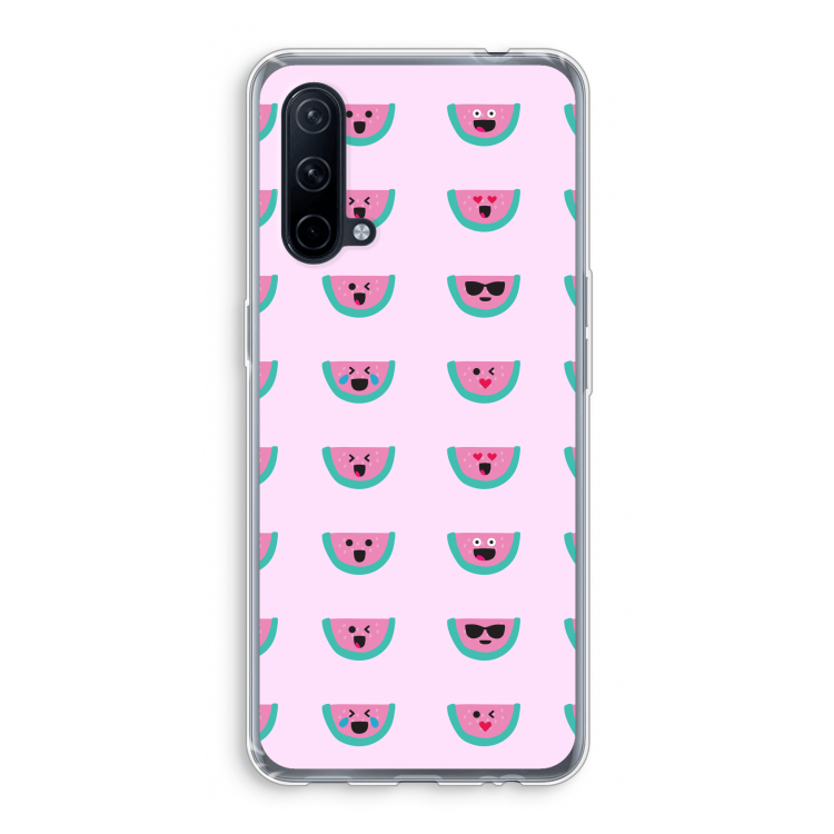 Smiley watermeloenprint: OnePlus Nord CE 5G Transparant Hoesje