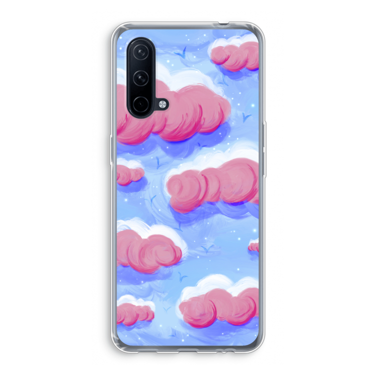 Roze wolken met vogels: OnePlus Nord CE 5G Transparant Hoesje