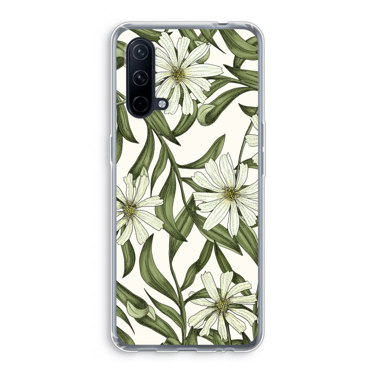 Wit bloemenpatroon: OnePlus Nord CE 5G Transparant Hoesje