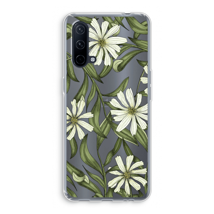 Wit bloemenpatroon: OnePlus Nord CE 5G Transparant Hoesje