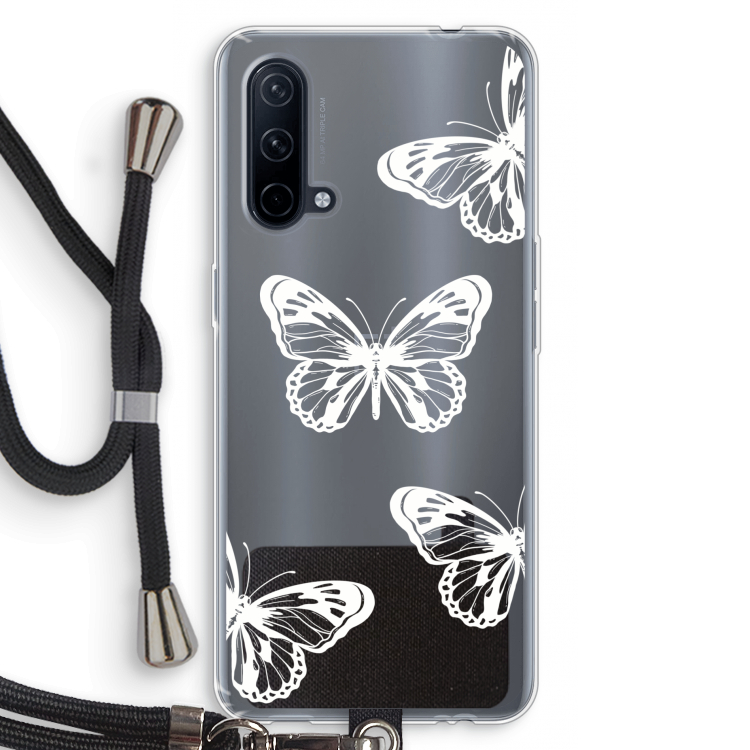White butterfly: OnePlus Nord CE 5G Transparant Hoesje met koord