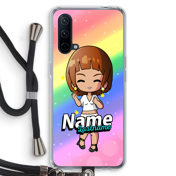 Chibi Maker vrouw: OnePlus Nord CE 5G Transparant Hoesje met koord