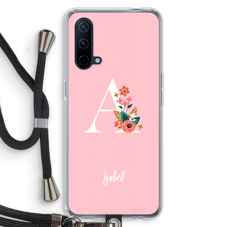 Pink Bouquet: OnePlus Nord CE 5G Transparant Hoesje met koord