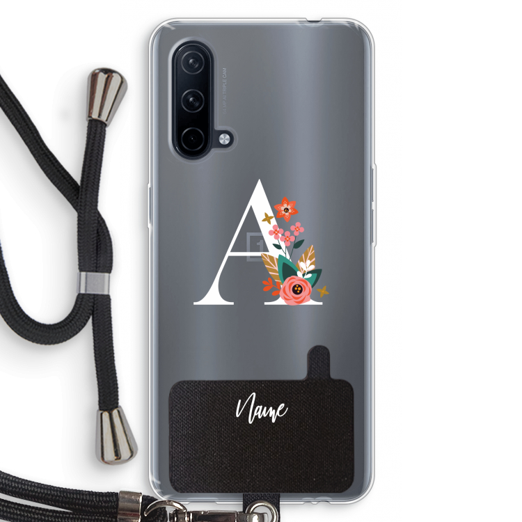Pink Bouquet: OnePlus Nord CE 5G Transparant Hoesje met koord