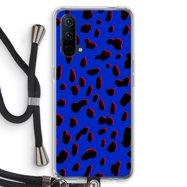 Blue Leopard: OnePlus Nord CE 5G Transparant Hoesje met koord