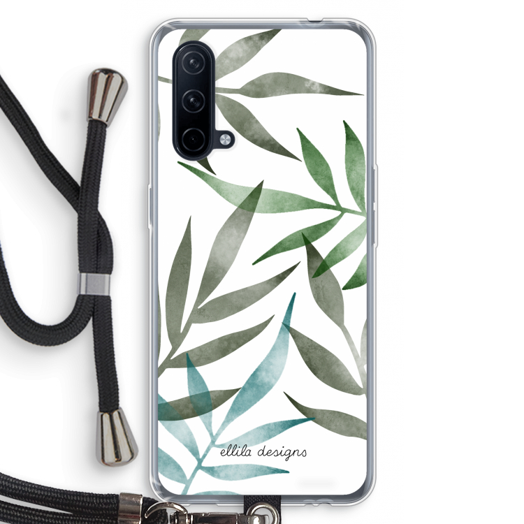 Tropical watercolor leaves: OnePlus Nord CE 5G Transparant Hoesje met koord