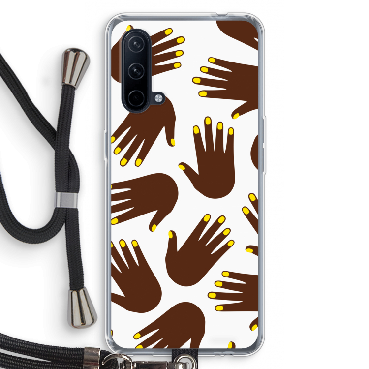 Hands dark: OnePlus Nord CE 5G Transparant Hoesje met koord