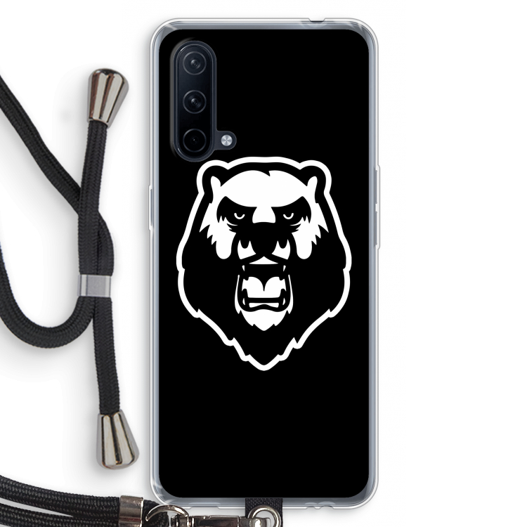 Angry Bear (black): OnePlus Nord CE 5G Transparant Hoesje met koord
