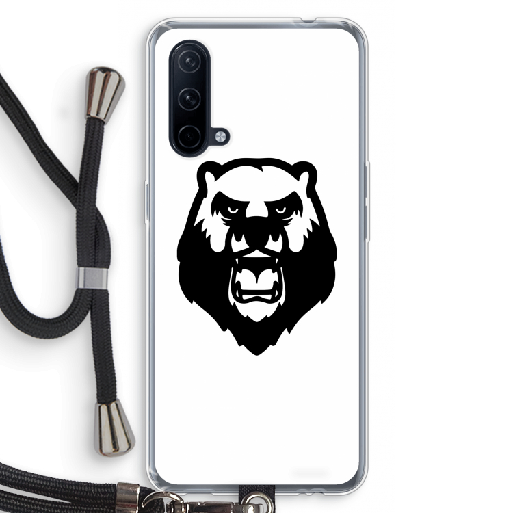 Angry Bear (white): OnePlus Nord CE 5G Transparant Hoesje met koord