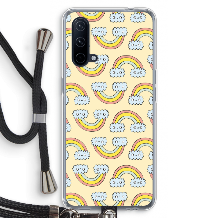 Regenboog: OnePlus Nord CE 5G Transparant Hoesje met koord