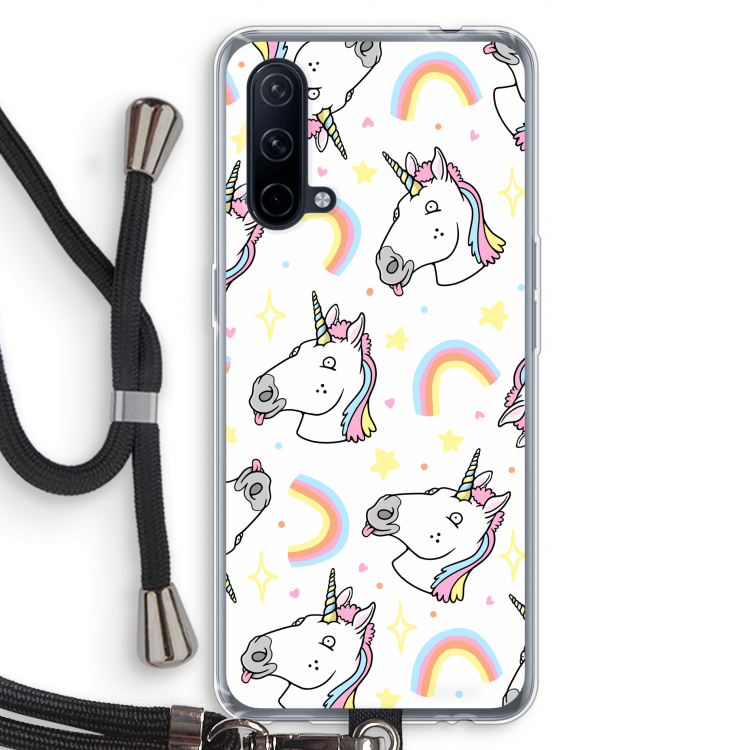 Rainbow Unicorn: OnePlus Nord CE 5G Transparant Hoesje met koord