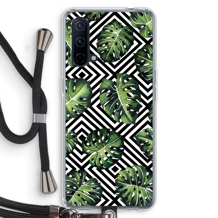 Geometrische jungle: OnePlus Nord CE 5G Transparant Hoesje met koord