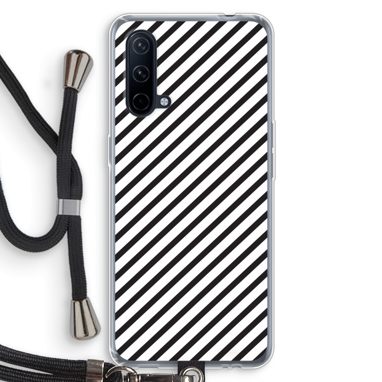 Strepen zwart-wit: OnePlus Nord CE 5G Transparant Hoesje met koord