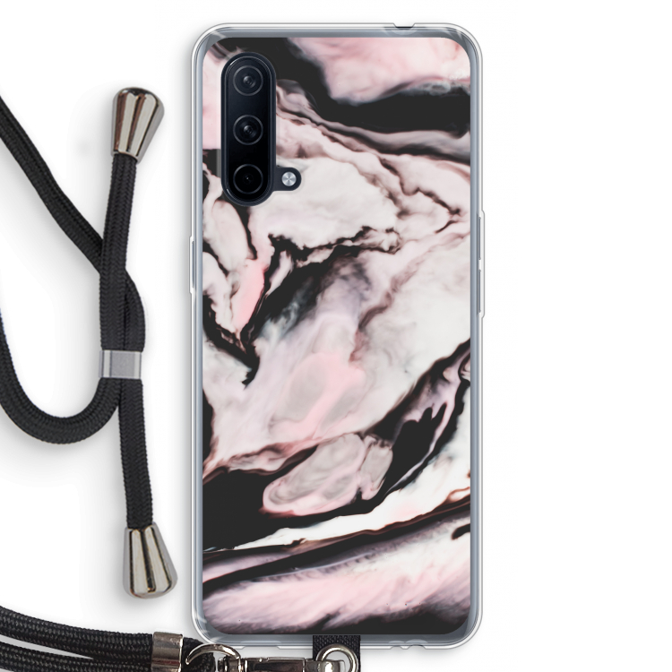 Roze stroom: OnePlus Nord CE 5G Transparant Hoesje met koord