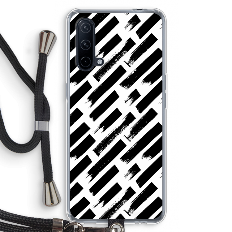 Zwarte vegen: OnePlus Nord CE 5G Transparant Hoesje met koord
