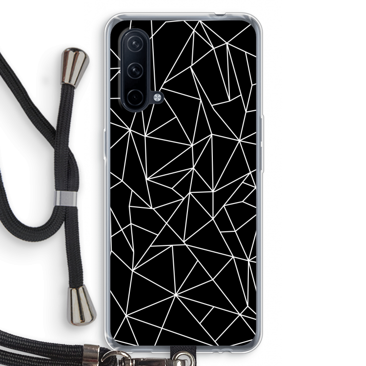 Geometrische lijnen wit: OnePlus Nord CE 5G Transparant Hoesje met koord