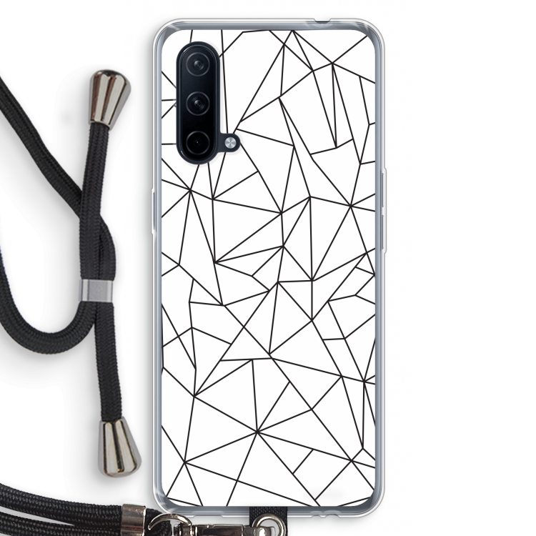Geometrische lijnen zwart: OnePlus Nord CE 5G Transparant Hoesje met koord