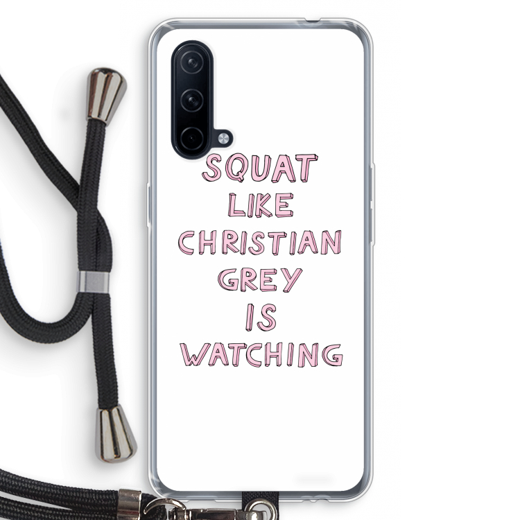 Christian Grey: OnePlus Nord CE 5G Transparant Hoesje met koord
