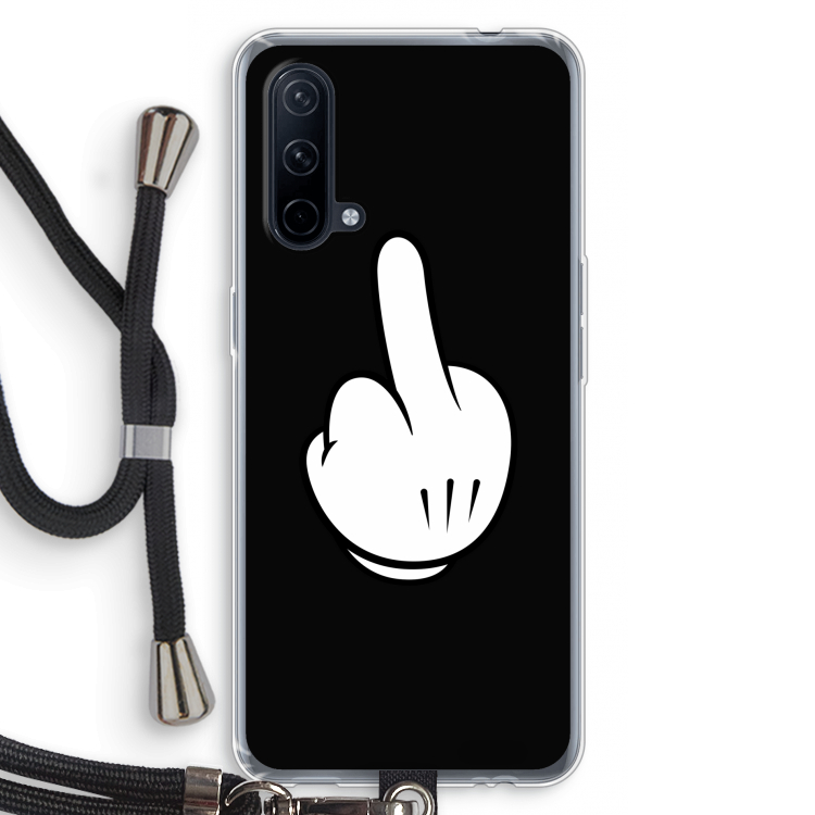 Middle finger black: OnePlus Nord CE 5G Transparant Hoesje met koord
