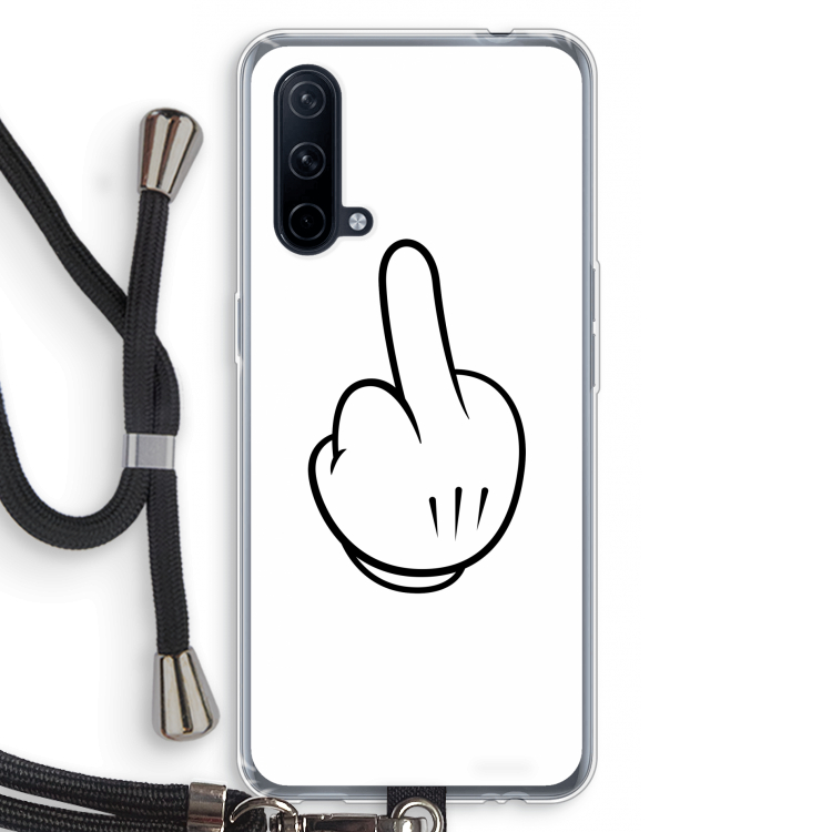 Middle finger white: OnePlus Nord CE 5G Transparant Hoesje met koord