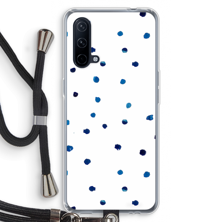 Blauwe stippen: OnePlus Nord CE 5G Transparant Hoesje met koord