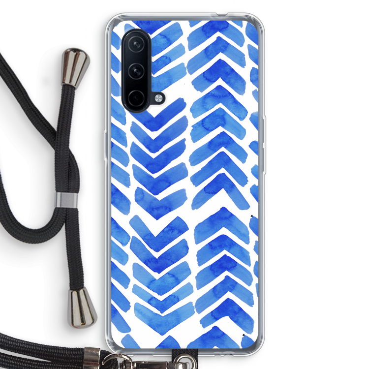 Blauwe pijlen: OnePlus Nord CE 5G Transparant Hoesje met koord