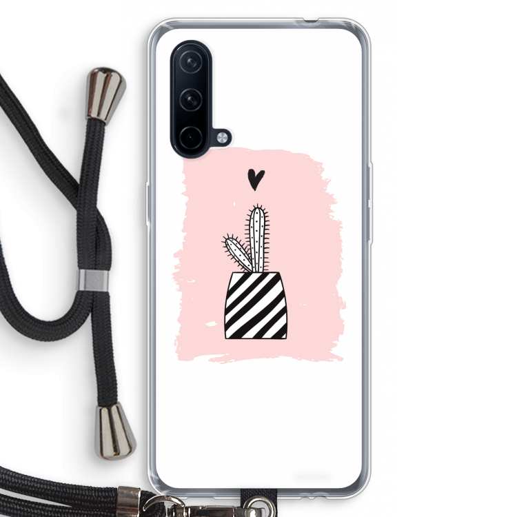 Zwart-wit cactus: OnePlus Nord CE 5G Transparant Hoesje met koord