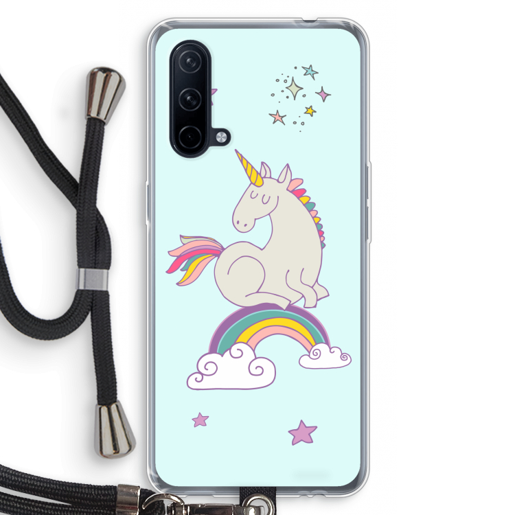 Regenboog eenhoorn: OnePlus Nord CE 5G Transparant Hoesje met koord