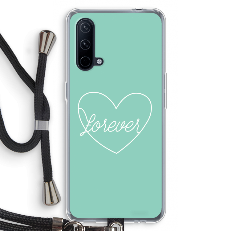Forever heart pastel: OnePlus Nord CE 5G Transparant Hoesje met koord