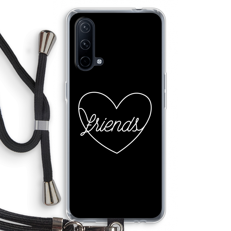 Friends heart black: OnePlus Nord CE 5G Transparant Hoesje met koord