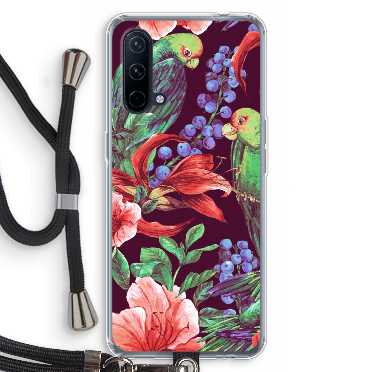 Papegaaien: OnePlus Nord CE 5G Transparant Hoesje met koord