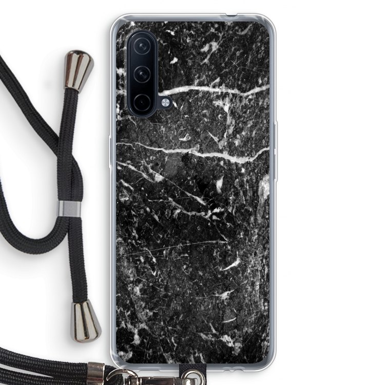 Zwart marmer: OnePlus Nord CE 5G Transparant Hoesje met koord