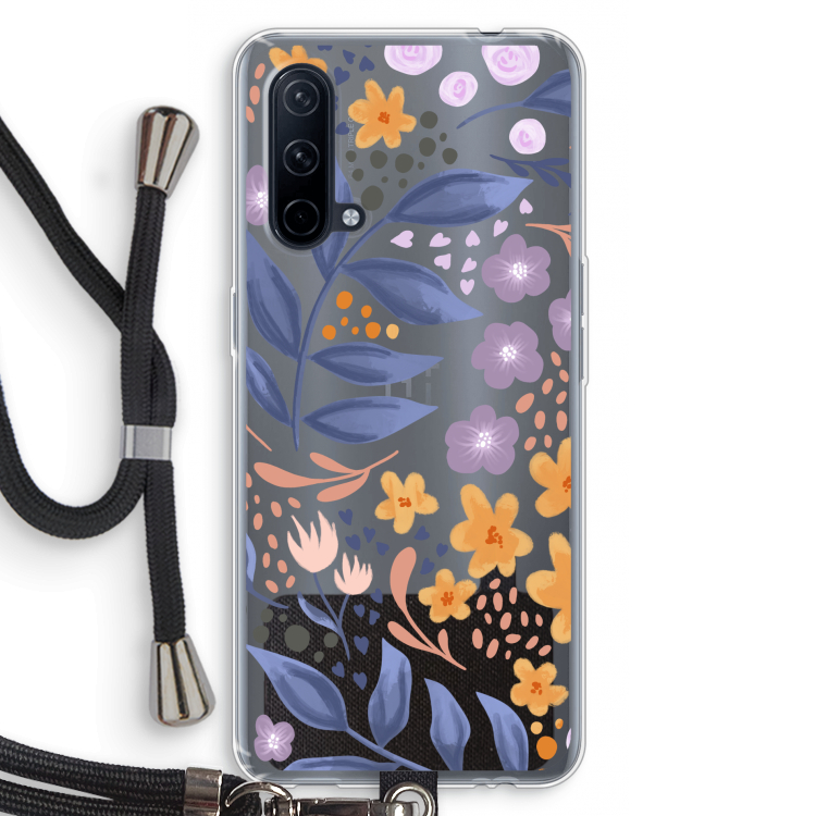 Flowers with blue leaves: OnePlus Nord CE 5G Transparant Hoesje met koord