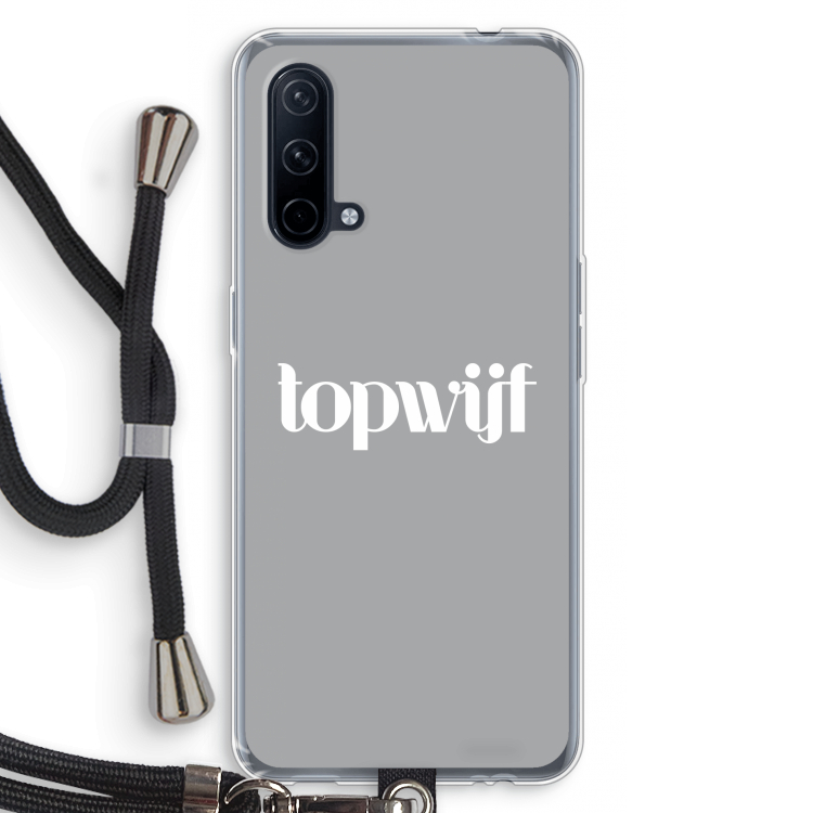 Topwijf Grijs Wit: OnePlus Nord CE 5G Transparant Hoesje met koord