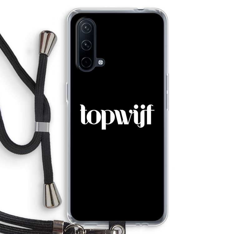Topwijf Zwart: OnePlus Nord CE 5G Transparant Hoesje met koord