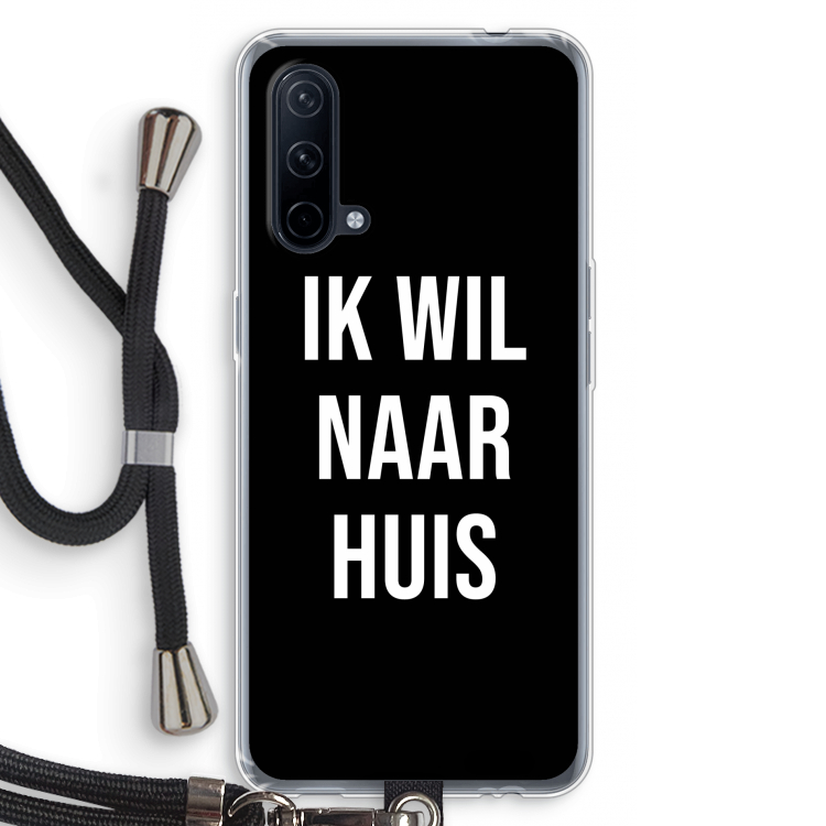 Ik wil naar huis - Zwart: OnePlus Nord CE 5G Transparant Hoesje met koord