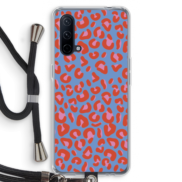 Leopard blue: OnePlus Nord CE 5G Transparant Hoesje met koord