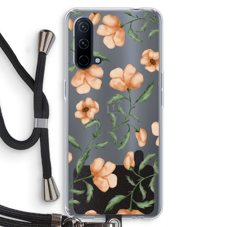 Peachy flowers: OnePlus Nord CE 5G Transparant Hoesje met koord